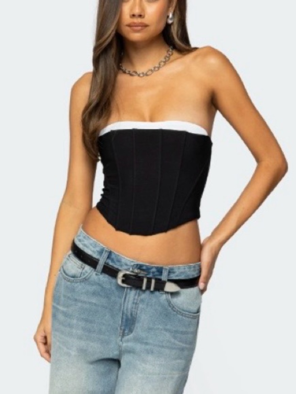 Edikted Ryla Contrast Layered Mesh Corset